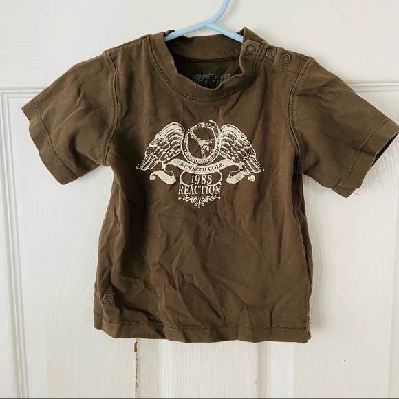 KENNETH COLE REACTION brown wings 1983 graphic short Sleeve shirt size 12 Months - Picture 1 of 7